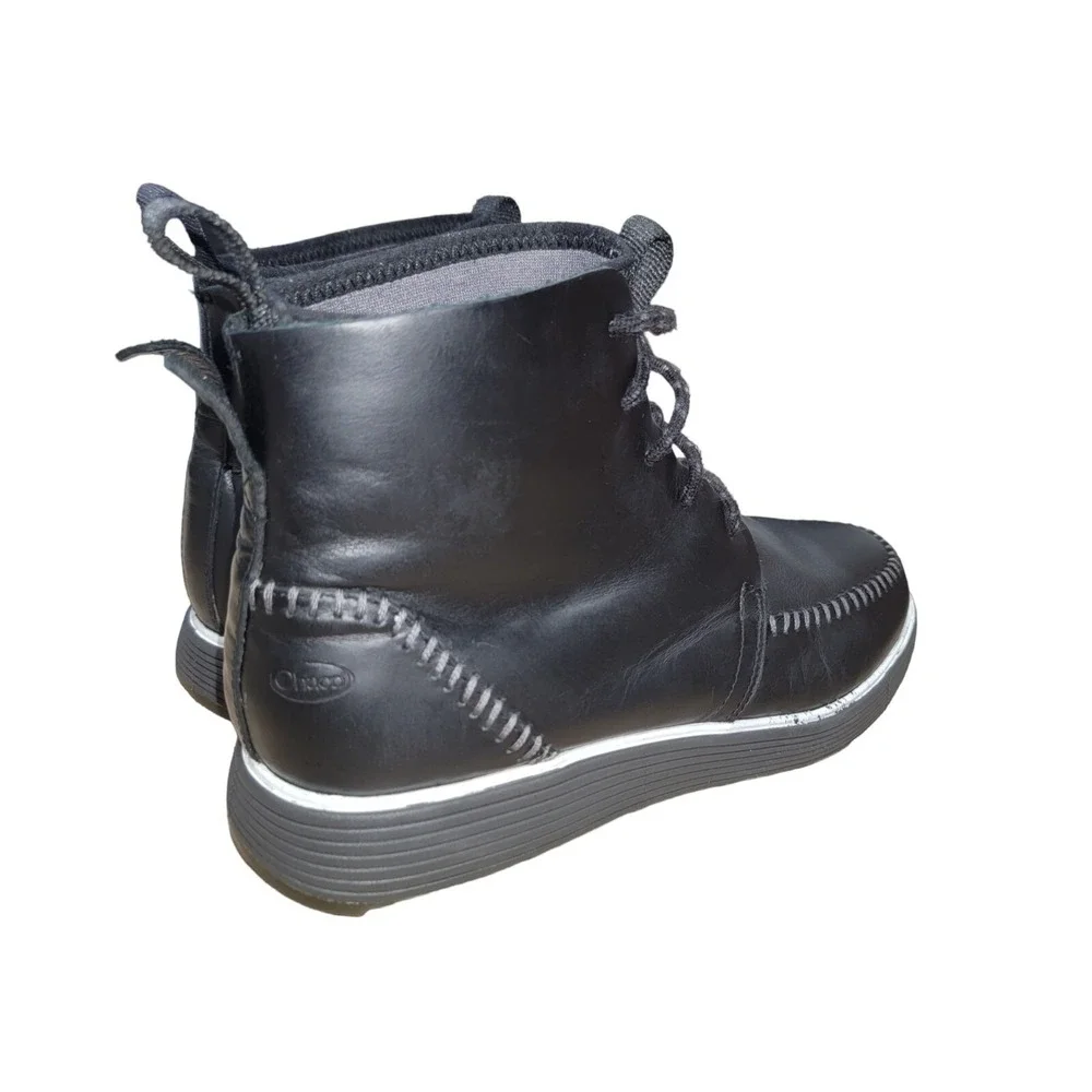 Chaco Dixon Men's Black Leather Mid Casual Comfort Chukka Boots Size 8 - Picture 3 of 11